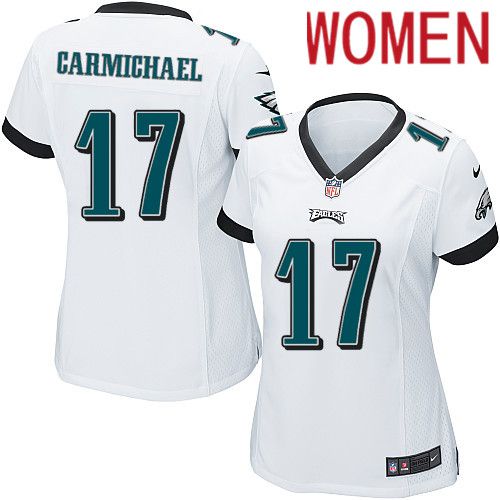 Women Philadelphia Eagles 17 Harold Carmichael Nike White Game NFL Jersey